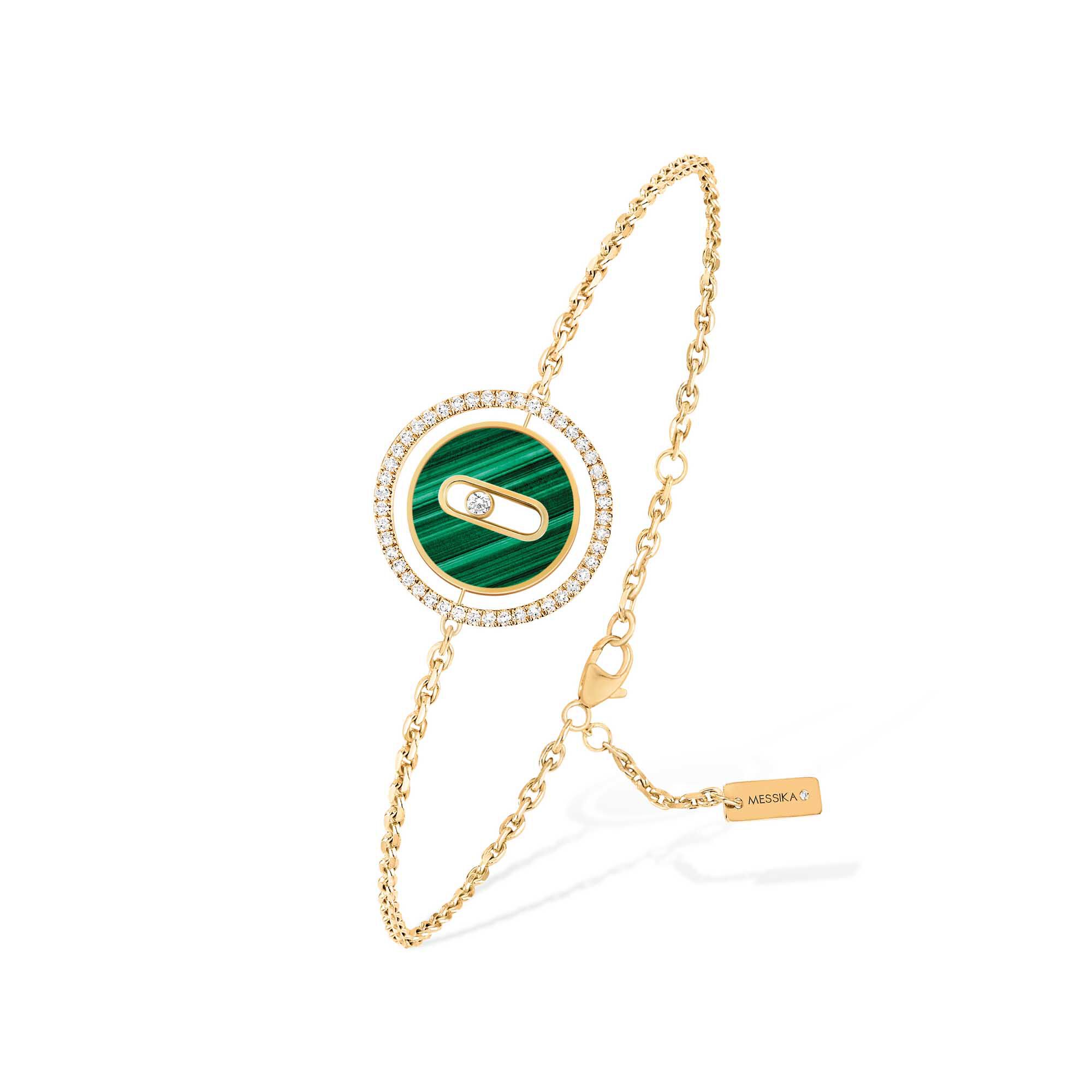 Lucky Move Small Yellow Gold Malachite Diamond Pav Bracelet